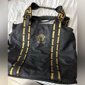 New with dust bag, Versace Black Tote Bag with Gold Accents
